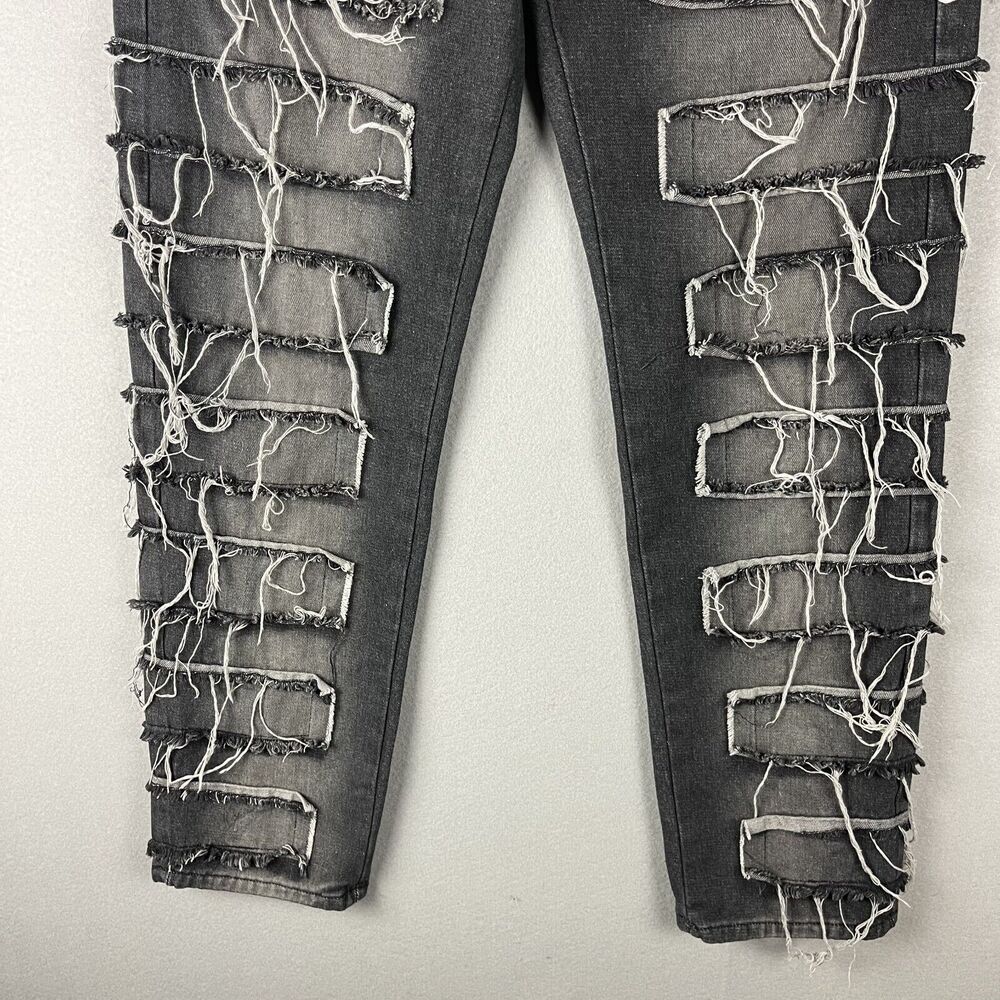 Vintage Rebel Vengeance Distressed Jean Mens 32x32 Black Rock Goth Grunge READ - Picture 3 of 16